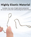 Universal Headlight Retaining Clip Set For H1 H3 H4 H7 Bulbs, 24 Pieces In 12 Sizes, Highly Elastic Spring Steel Clips Closeup
