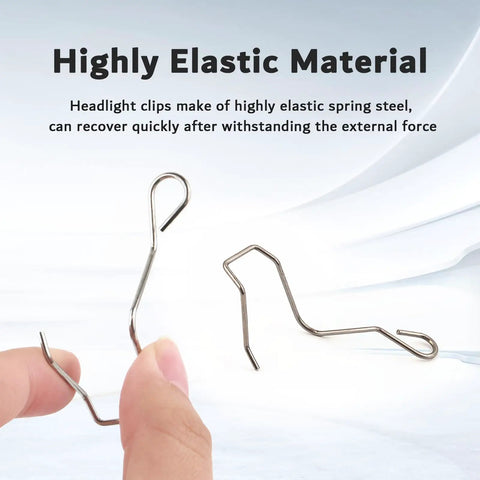 Universal Headlight Retaining Clip Set For H1 H3 H4 H7 Bulbs, 24 Pieces In 12 Sizes, Highly Elastic Spring Steel Clips Closeup