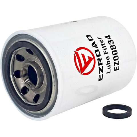 Maintenance Filter Kit For Case 1845C 1840 And Cummins 4B3.9 Engines Including Lube Filter Fuel Separator Water Separator Hydraulic Filters Plus Axial Seal Air Filter For Skid Steer Loader And Related Heavy Equipment EZROAD lube filter close-up.