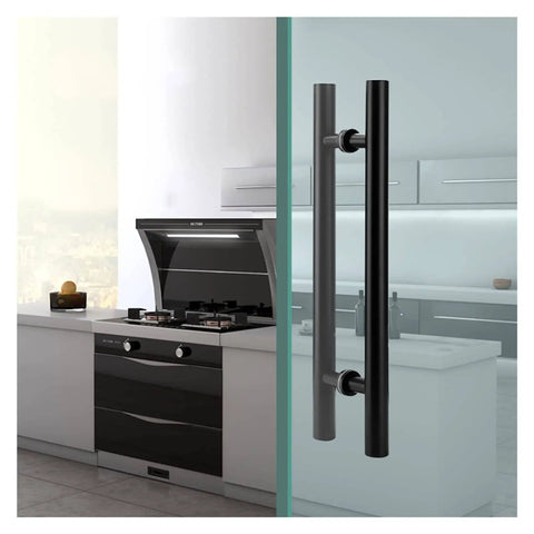 Double Sided Sliding Door Handle Pull Heavy Duty Stainless Steel Door Hardware Set For Glass And Wood Doors Installed