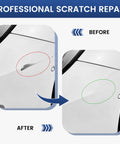 Two-Pack Car Touch Up Paint Pen With Clear Coat Pen Kit For White Cars, showing before and after scratch repair on car