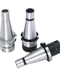Heavy Grade Stainless Steel Cnc Collet Compatible Nt30 Nt40 Nt50 Er11 Er16 Er20 Er25 Er32 Er40 Sizes, set of three collet holders.