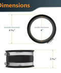 Dimensions of 4 Inch Dust Control Flex Cuff With Steel Clamps And Rubber Coupler For Woodworking Dust Collection Systems