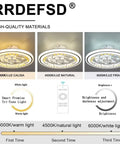 20In LED Enclosed Low Profile Flower Ceiling Fan Light With Remote showcasing three light temperatures: 3000K, 4500K, 6000K.