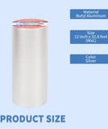 Tough As Nails Heavy Duty Aluminum Foil Butyl Tape With Adhesive, 12 Inch Wide By 32.8 Feet Long, silver roll, product size details