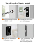 Installation guide layout for 12pc Invisible Wooden Cabinet Door Catch Ball Latch Kit With Elastic Adjustable Spring Bead Mechanism For Closet Lock Install Hide Screws And Punching Tools Seamlessly.