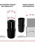 Tapered rubber adapter for 12 Foot Dust Collection Hose Kit For Woodworking Tools With Flexible Hoses, showing dimensions.
