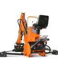 Side view of 9 Foot Tractor Backhoe Attachment With Hydraulic Thumb And 15 Inch Digging Bucket For Cat 1 And Cat 2 Three Point Hitch