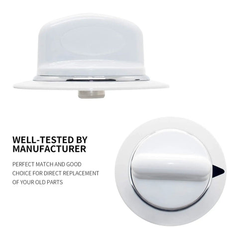 Beefed Up Dryer Timer Knob With Metal Ring Replacement For GE Hotpoint Dryers White With Chrome Trim Black Indicator Replaces WE1M654