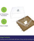 Lockable Thermostat Cover Box With Key for wall mount HVAC control panel, clear plastic lock box, easy install, no temperature fluctuation.