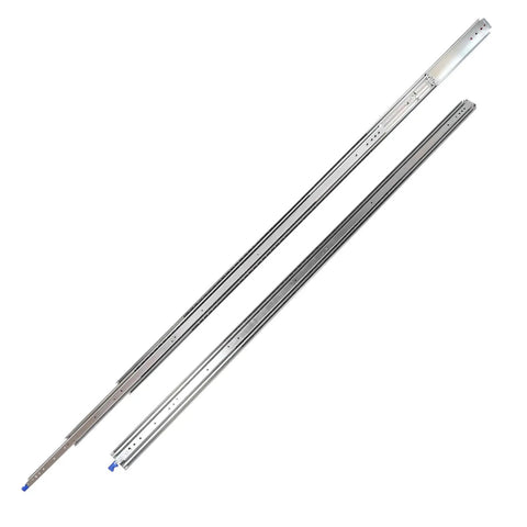 Heavy Duty Drawer Slides With Full Extension Ball Bearing Rails, Built Tough Steel Build, Rust Resistant Electroplated Finish, Locking Swing Handle For Secure Open And Close, Multipurpose Use, Supports Up To 300 Lbs, Ideal For Cabinets And Tool Chests. full-extension steel slides