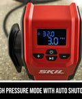 12V Digital Tire Inflator With Real Time Psi Gauge And Auto Shutoff showing digital display at 32 PSI and controls.