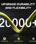 Heavy duty 50 Amp EV Charger Adapter Cord showing flexibility, tested for 20000+ bends, waterproof and heat resistant features.