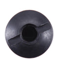 Eight Thirty Two Slotted Studs Black Oxide Finish Truss Head Hardware Quarter Inch Long, top view showing flat slot for screwdriver.