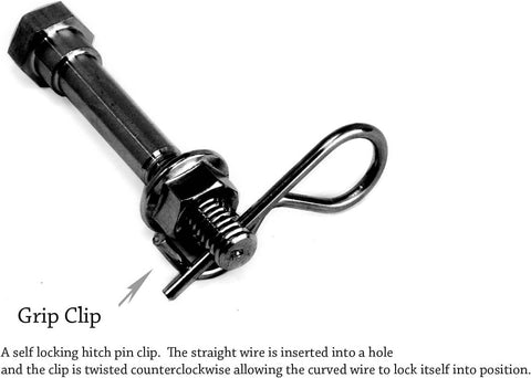 Anti-Rattle Hitch Pin Kit With Keeper Grip Clip For 2-Inch Receiver Hitches, Locking Security And Nut, Self-Locking Clip, Black Finish