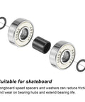 Skateboard Longboard Bearing Spacers And Speed Washers Set, showing bearings and spacer with washers for skateboard use.