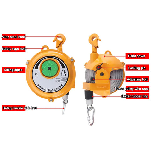 Retractable Tool Balancer Hanger For Workshops And Factories 3 To 5kg Capacity with alloy steel hook and safety features