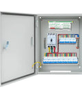 Open Durable Outdoor Electrical Box Lockable Enclosure, IP55 Waterproof NEMA Steel Case with Hinged Door showing internal components.