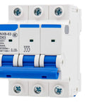 3 Pole 63A Miniature Circuit Breaker MCB DIN Rail Mount 400VAC D Type Trip 6000A Breaking Capacity