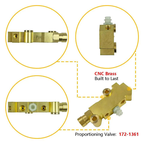 Heavy Duty Brass Brake Proportioning Valve Keeps Line Pressure Rock Solid For Four Wheel Disc Systems Fits Chevy Ford Chrysler And All Street Rods Hot Rods Classic Cars And Trucks With Badass Stopping Power, showing CNC brass design and ports.