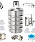 Auto water level float valve kit in 304 stainless steel with top/side entry and assorted fittings.