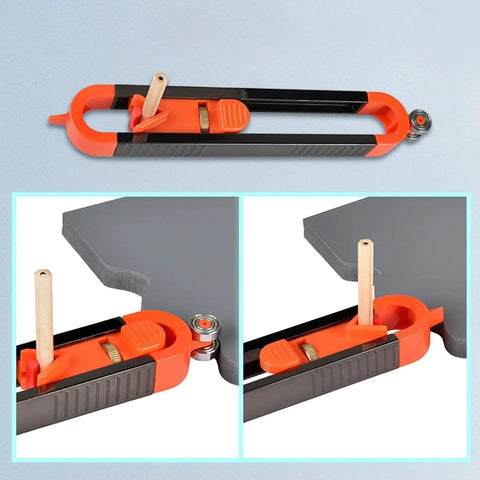 Contour Scribe Tool With Lock For Pencil For Woodworking, Precise Edge And Corner Measuring Profile Duplicator, showing all parts