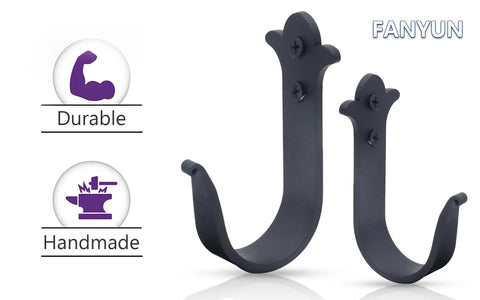 Heavy Duty Rustic Metal Wall Hooks 3 Pack Black Finish 4 Inch Size Mountable Coat Hangers For Towels Keys Coats Scarves Bags Purses Backpacks Wall Mounted Hangers For Home Decor