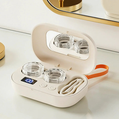 Ultrasonic Contact Lens Cleaner Machine For Home And On The Go Portable Electric Lens Cleaner with silicone chamber and LED screen