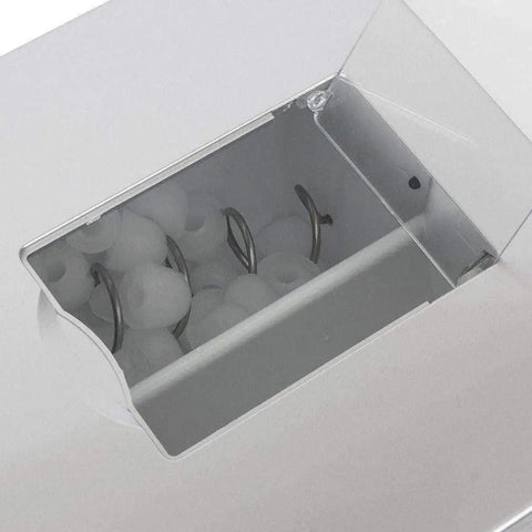 Top Tier 9.5 KG Automatic Stainless Steel Ice Cube Maker Machine Countertop showing clear ice cubes inside the viewing window.