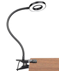 Clip On LED Reading Light With 36 LEDs, Eye Caring Desk Bed Headboard Lamp, 360 Degree Flexible Gooseneck clipped to wooden surface