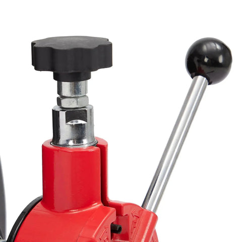 Built Tough Auto Feed Electric Drain Auger close-up of the control handle and button for smooth operation.