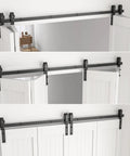 Bi Folding Barn Door Hardware Kit 5ft 60 Inch Sliding Track For Four Doors Heavy Duty Carbon Steel Frosted Black Finish