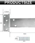 Diagram of 8 Inch Heavy Duty Door Hinges 300 Lbs Capacity 4 Pack With Screws Included, showing dimensions and steel construction.
