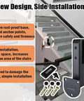 Rock Solid 304 Stainless Steel Glass Spigot Clamps Side Mount Brackets For 8 To 13 Millimeter Glass Pool Fence Railings Stairs Balconies Rustproof Hardware No Sweat Diy Setup side mount bracket with square base installed on stairs.