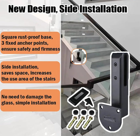Rock Solid 304 Stainless Steel Glass Spigot Clamps Side Mount Brackets For 8 To 13 Millimeter Glass Pool Fence Railings Stairs Balconies Rustproof Hardware No Sweat Diy Setup side mount bracket with square base installed on stairs.