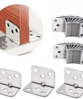 Solid As A Rock L Brackets 100 Pack Heavy Duty Corner Braces showing 90 degree metal hardware for furniture and cabinet joints.