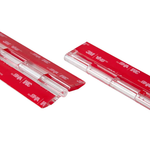 12 Inch Clear Acrylic Piano Hinges 4 Pack Adhesive Continuous Hinges For Aquarium Lids Cabinet Doors Premium Heavy Duty close-up view