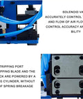 Industrial Grade Pneumatic Wire Stripper Machine 110V Automatic Electric Cable Peeler And Cutter Tool showing solenoid valve and wire stripping port.