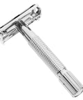 Long Handle Safety Razor for Men With Butterfly Open Design, Old School Vintage Style Beard Shaver and Facial Hair Remover