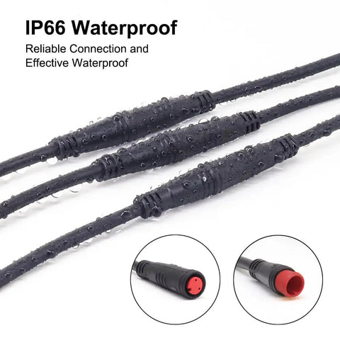 Waterproof Electric Bike Adapter Extension Cable 2 Pin To 2 Pin And 3 Pin To Female Connectors Perfect For Headlights Brakes Gear Sensors And Taillights Red IP66 IPX6 Durable DIY Ride Ready
