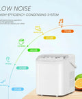 Grab And Go Countertop Ice Maker With Handle Portable Ice Machine Delivers Ice In Six Minutes displayed with noise chart.