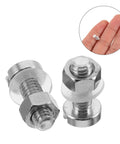 Pair M Two Point Five By Zero Point Four Five By Seven Pro Grade Miniature Screws for turntable repair, silver color, close-up view.