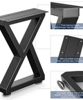 Heavy Duty 16 Inch Metal Bench And Table Leg Set In Black With Z Shape Design Built To Last DIY Ready Furniture Legs