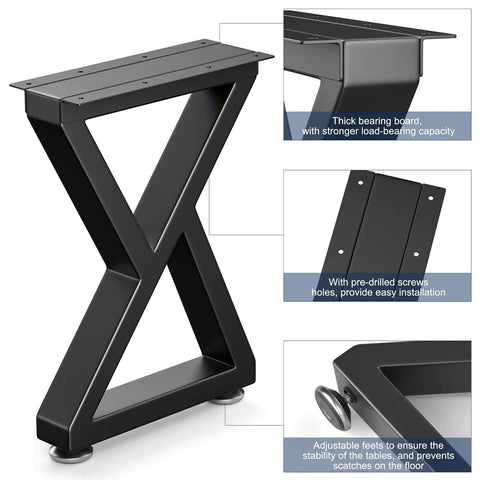Heavy Duty 16 Inch Metal Bench And Table Leg Set In Black With Z Shape Design Built To Last DIY Ready Furniture Legs
