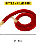 Red velvet rope with gold hooks, part of Velvet Rope Stanchion Set With Gold Posts And Ball Tops, 4 Piece Crowd Control Barriers.