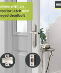 Storm Door Lever With Deadbolt Lock For Out Swinging Doors Exterior Lock Set With Key Black Finish Durable And Easy To Install