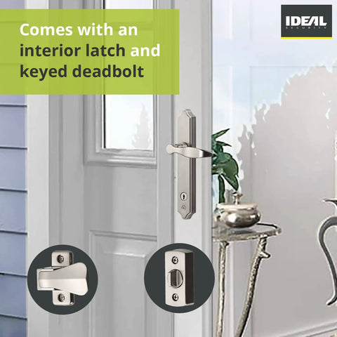 Storm Door Lever With Deadbolt Lock For Out Swinging Doors Exterior Lock Set With Key Black Finish Durable And Easy To Install