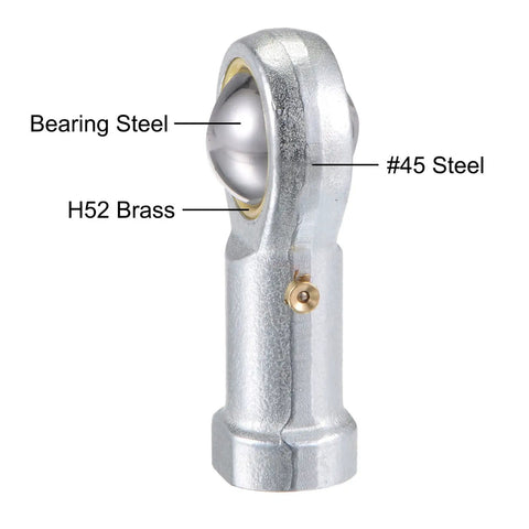 Two Pack 10mm Bore Spherical Rod End Bearing With M10x1.5 Left Hand Female Thread Self Lubricated Joint For Hydraulic Cylinders And Machinery Heavy Duty Steel Construction #45 steel body with bearing steel ball and H52 brass