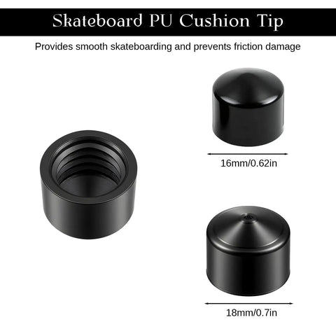 16mm and 18mm black PU pivot cups from 8 Pack Longboard Truck Pivot Cups Replacement For Most Longboards 18mm And 16mm