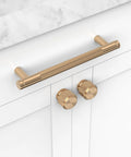 Champagne Bronze Knurled Kitchen Cabinet Pull Handles Set Of 10 For Cupboards And Drawers, Bathroom And Dresser Hardware, 5 Inch Center To Center Spacing